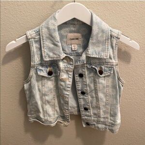 Y2K Cherokee denim vest Daisy Print Size Medium 7/8 girls floral casual layering